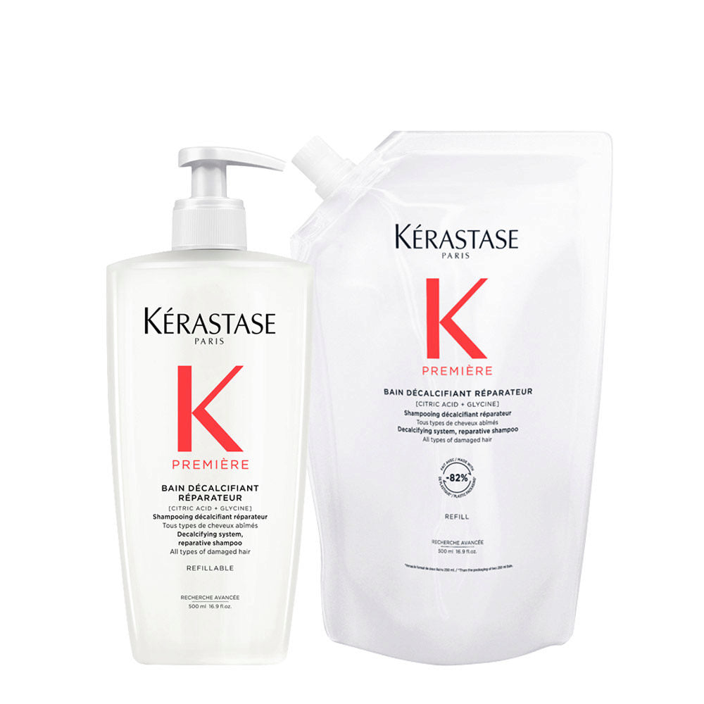 Kerastase Première Bain Shampoo Riparatore Decalcificante + Ricarica, 500ml