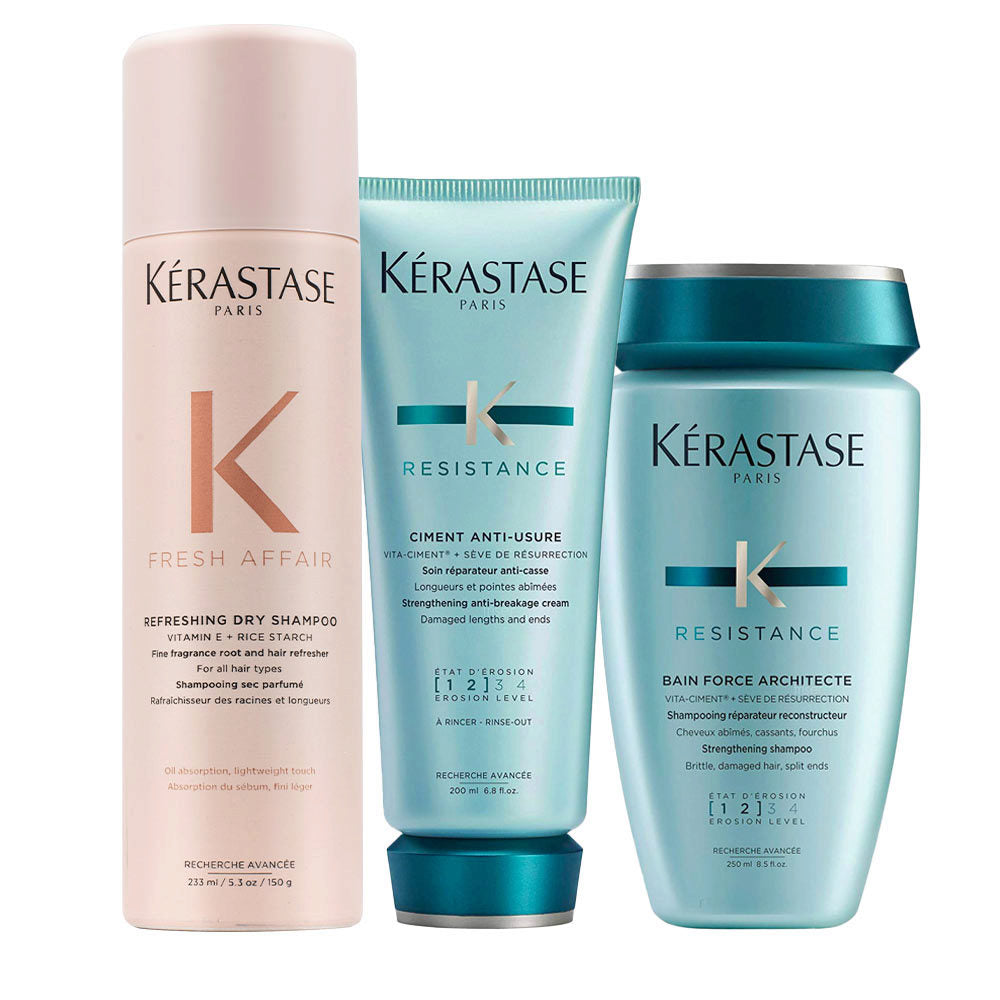 Kérastase Fresh Affair Set: Shampoo a Secco, Bain Architecte, Ciment Anti-Usure