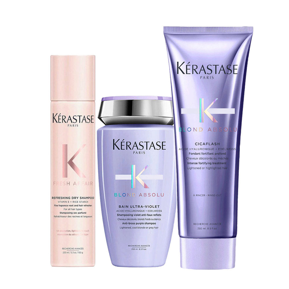 Kerastase Blond Absolu Trio: Shampoo a Secco, Bain Ultra Violet, Cicaflash