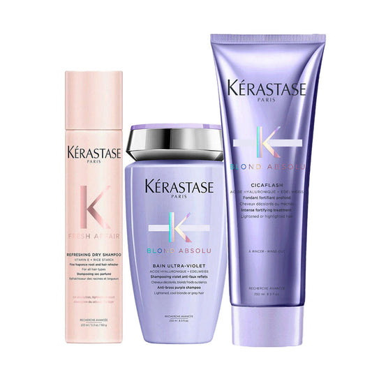 Kerastase Blond Absolu Trio: Shampoo a Secco, Bain Ultra Violet, Cicaflash