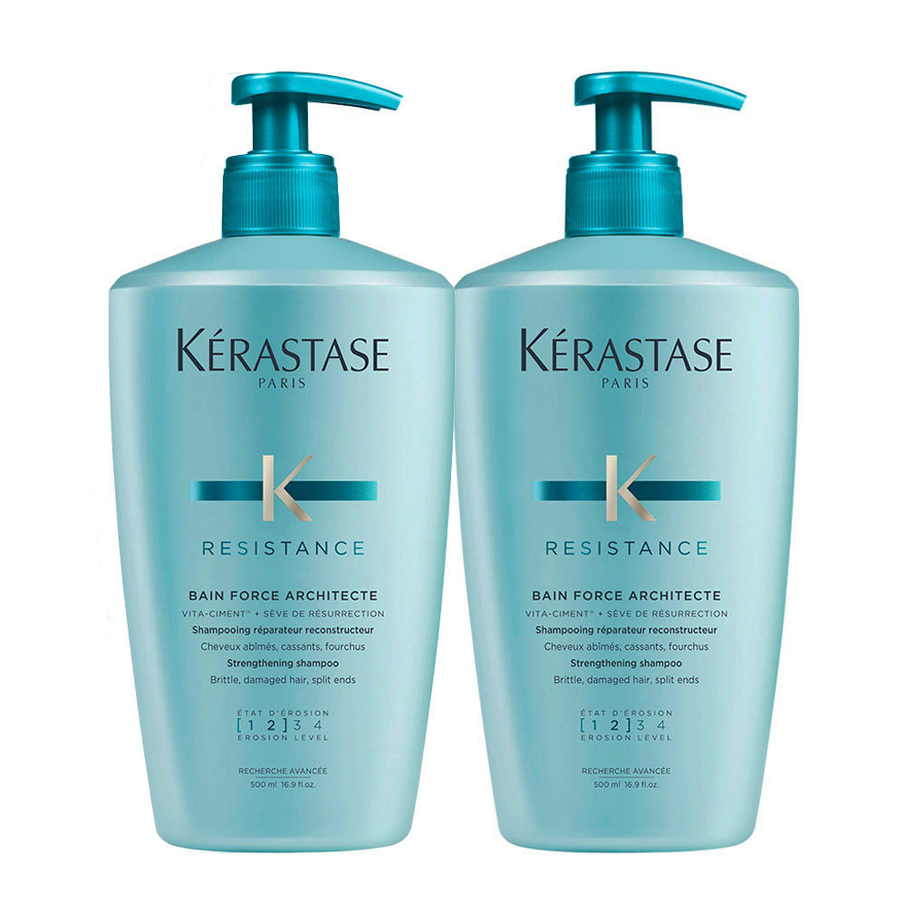 Kerastase Résistance Bain Force Architecte Shampoo Ricostrutturante 500ml X2