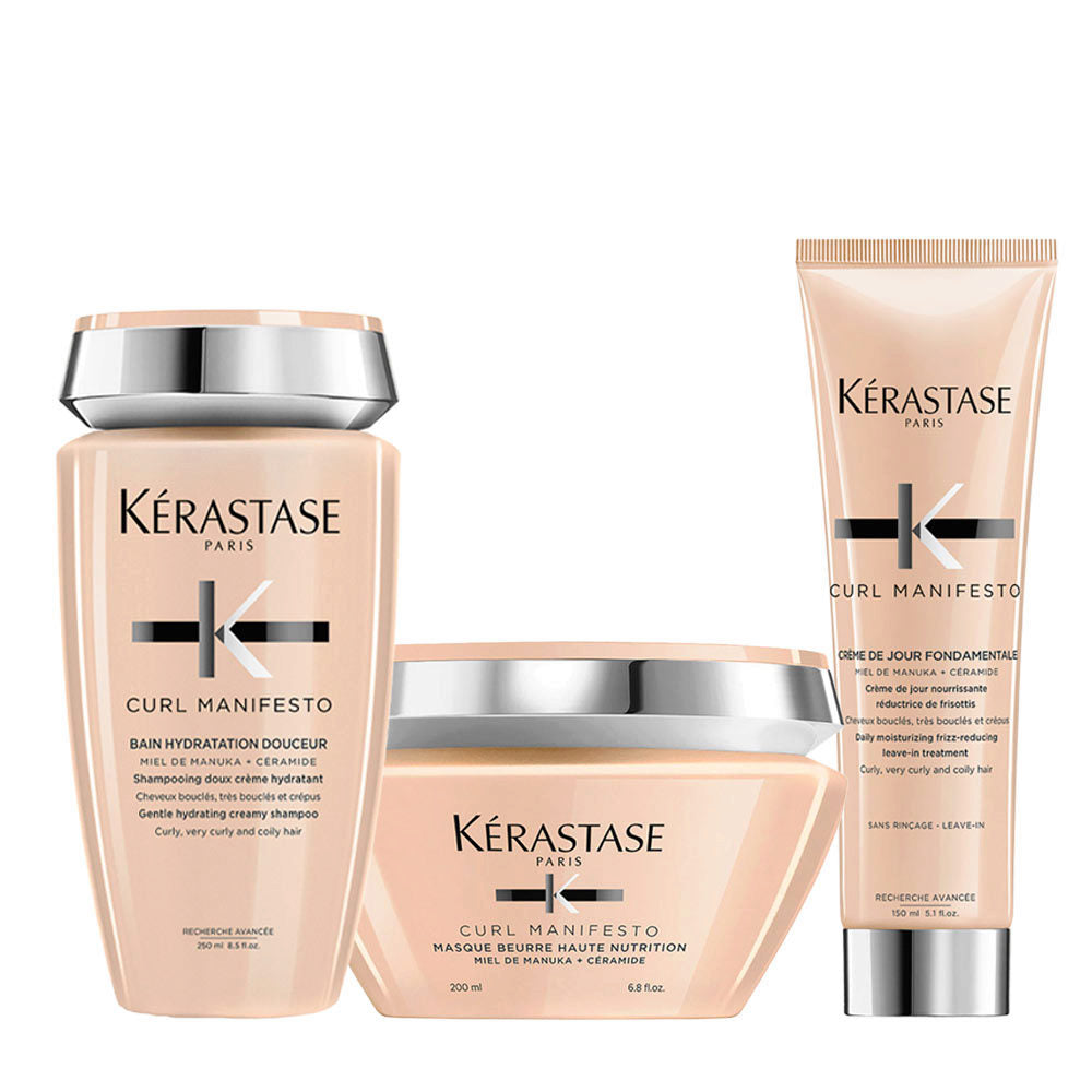 Kerastase Curl Manifesto Kit: Shampoo, Maschera e Crema per Capelli Ricci