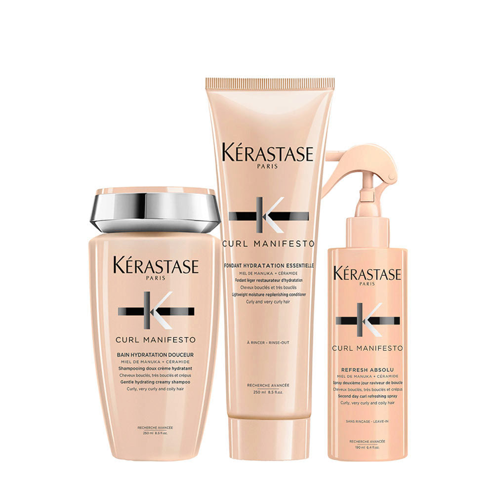 Kerastase Curl Manifesto Kit: Shampoo, Balsamo e Spray per Capelli Ricci