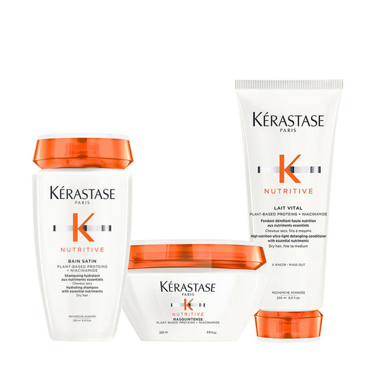 Kerastase Nutritive Satin Shampoo, Latte Vitale e Maschera Capelli Fini