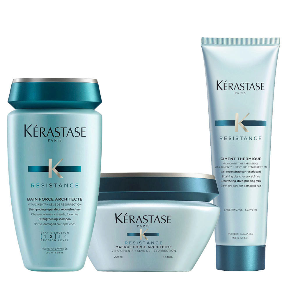 Kerastase Résistance Bain Force Architecte Shampoo, Maschera e Termoprotettore