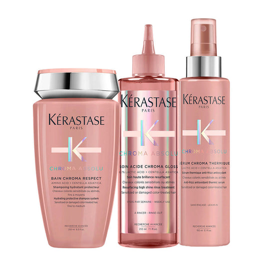 Kerastase Chroma Absolu Kit: Shampoo, Fluido e Siero Termico per Capelli Colorati