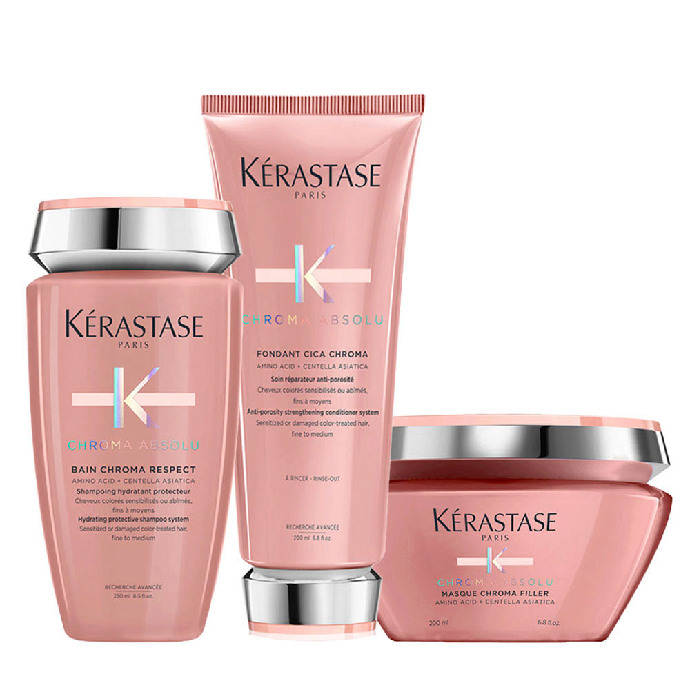 Kerastase Chroma Absolu Kit: Shampoo, Balsamo e Maschera per Capelli Colorati