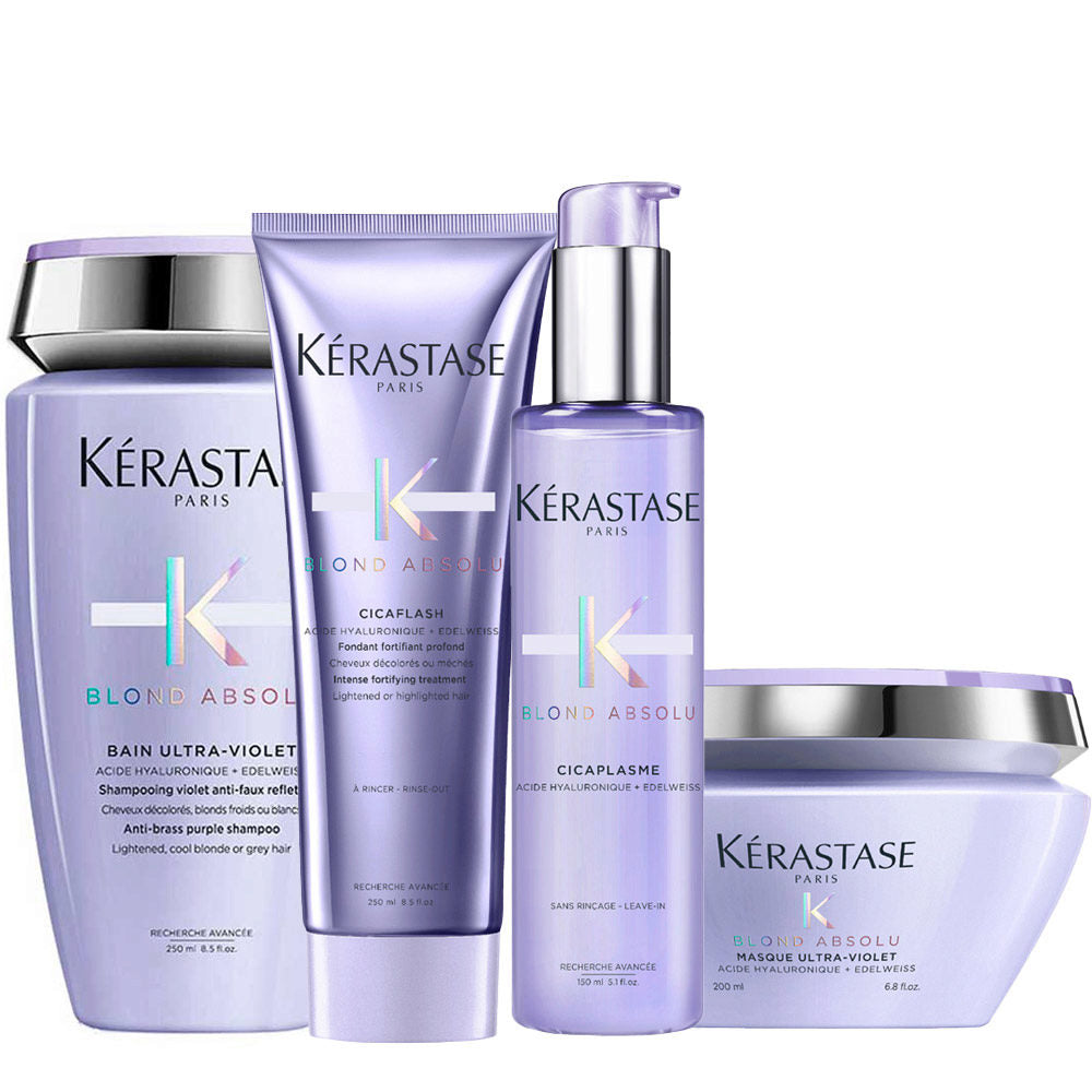 Kerastase Blond Absolu Kit: Shampoo, Balsamo, Siero e Maschera Capelli Biondi
