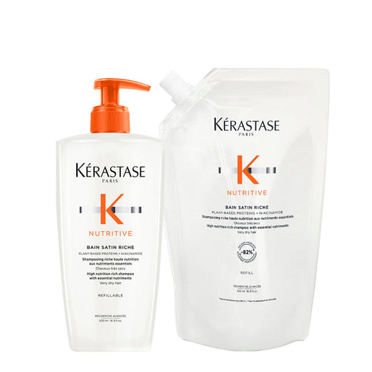 Kerastase Nutritive Bain Satin Riche 500ml + Refill, Shampoo Nutriente