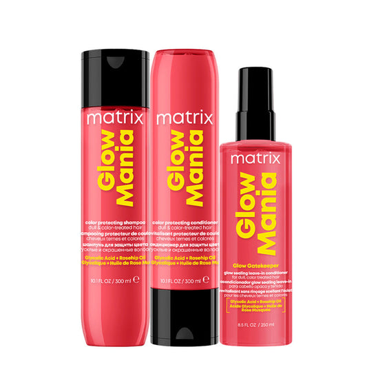 Matrix Glow Mania Set Capelli: Shampoo, Balsamo e Leave-In per Luminosità