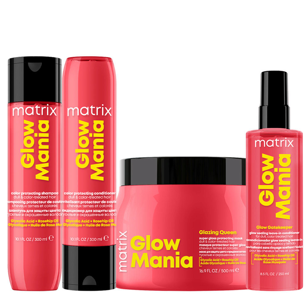 Matrix Haircare Glow Mania Kit: Shampoo, Balsamo, Maschera & Leave-In