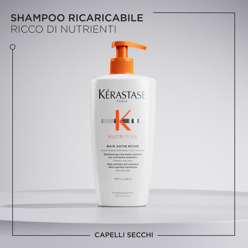 Kerastase Nutritive Bain Satin Riche 500ml - Shampoo Capelli Molto Secchi